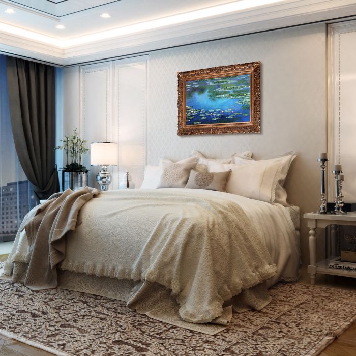 Water Lilies Pre-Framed - Burgeon Gold Frame 24"X36"