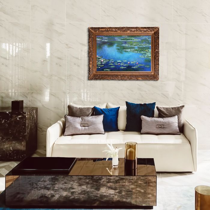 Water Lilies Pre-Framed - Burgeon Gold Frame 24"X36"