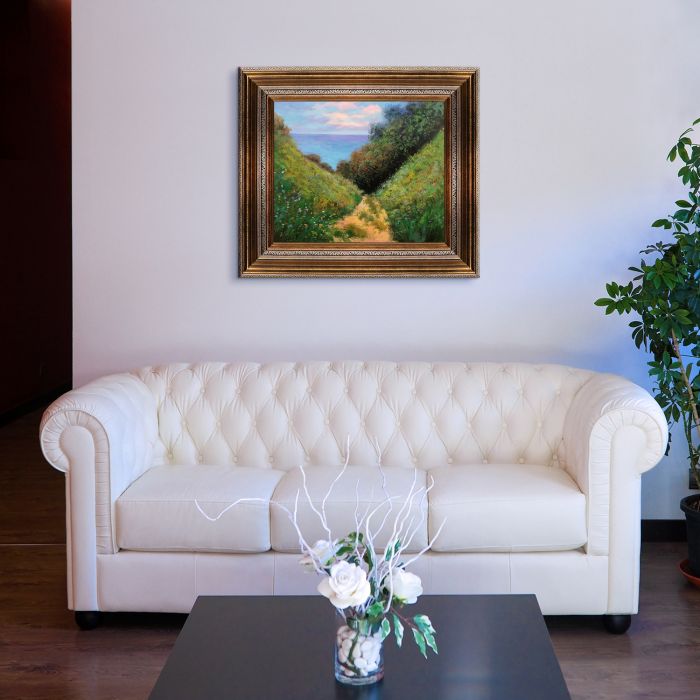 Chemin De La Cavee Pourville Pre-Framed - Mediterranean Bronze Frame 20"X24"