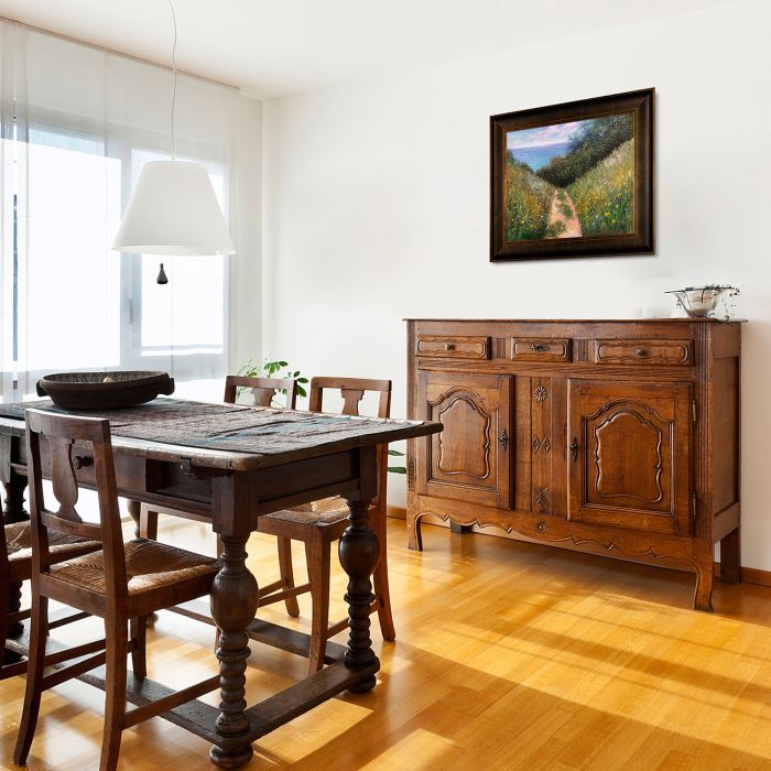 Chemin De La Cavee Pourville Pre-Framed - Veine D'Or Bronze Scoop Frame 20"X24"