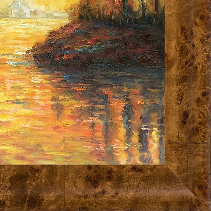 Le Coucher Du Soleil La Seine Pre-Framed - Havana Burl Frame 20" X 24"