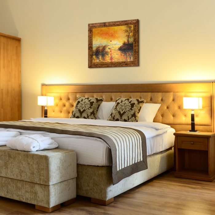 Le Coucher Du Soleil La Seine Pre-Framed - Havana Burl Frame 20" X 24"