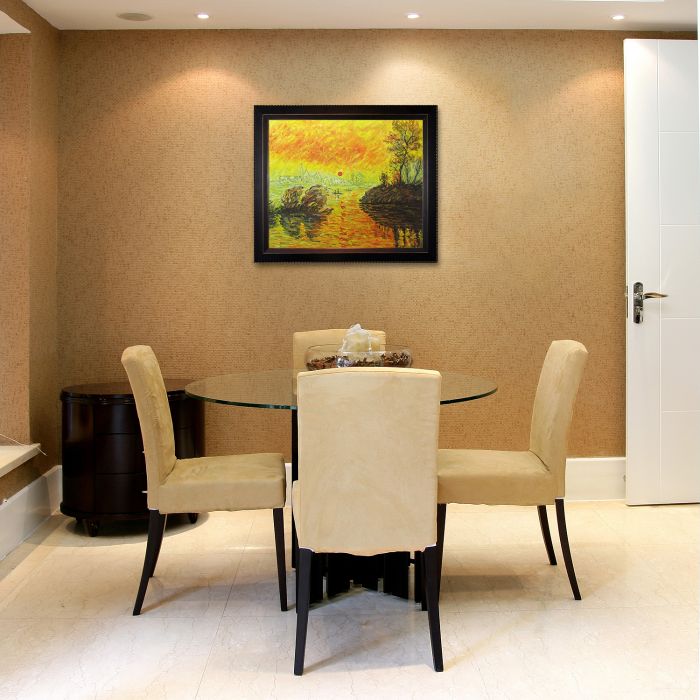 Le Coucher Du Soleil La Seine Pre-Framed - Veine D'Or Bronze Angled Frame 20"X24"