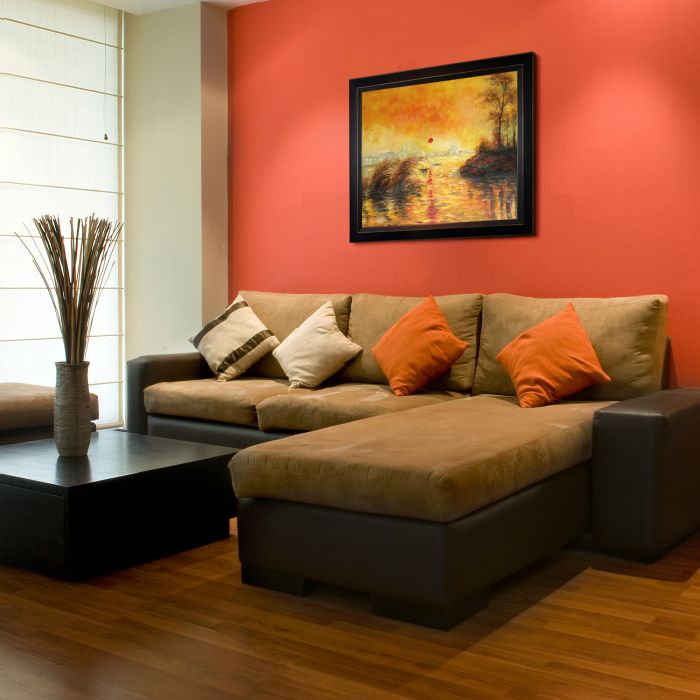 Le Coucher Du Soleil La Seine Pre-Framed - Veine D'Or Bronze Angled Frame 20"X24"