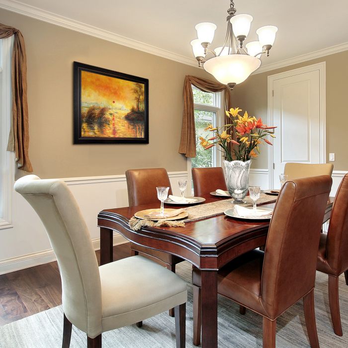 Le Coucher Du Soleil La Seine Pre-Framed - Veine D'Or Bronze Angled Frame 20"X24"