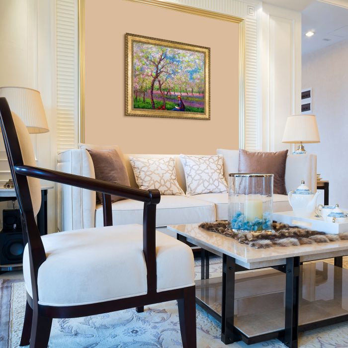 An Orchard in Spring Pre-Framed - Verona Gold Braid Frame 20"X24"