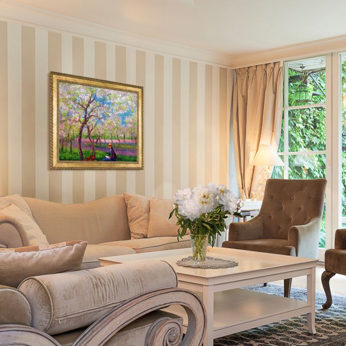 An Orchard in Spring Pre-Framed - Verona Gold Braid Frame 20"X24"