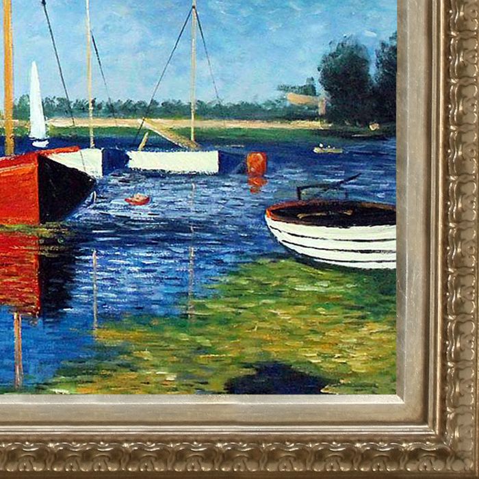Red Boats at Argenteuil Pre-Framed - Elegant Champagne Frame 24"X36"