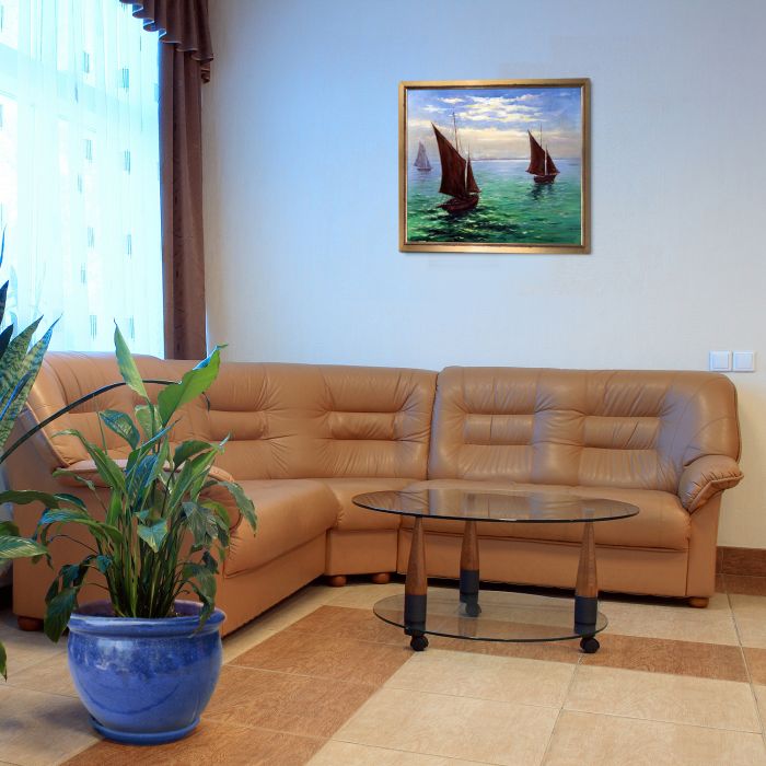 Boats Leaving the Harbor Pre-Framed - Burnished Gold Frame 20" X 24"