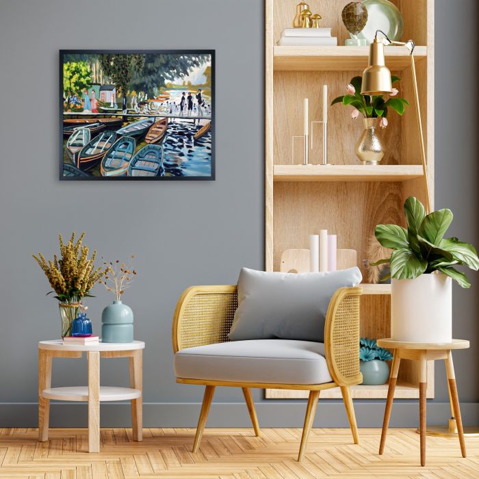 Bathers at Grenouillere,1869 Pre-framed - Studio Black Wood Frame 20"X24"