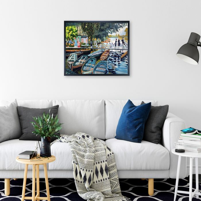 Bathers at Grenouillere,1869 Pre-framed - Studio Black Wood Frame 20"X24"