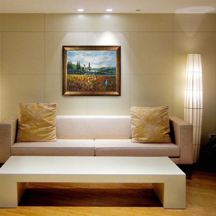 Poppy Field Near Vetheuil Pre-Framed - Athenian Gold Frame 20"X24"