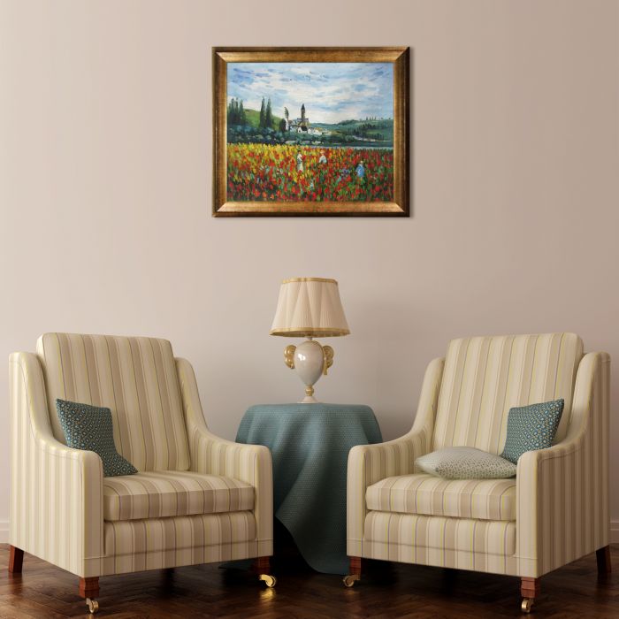 Poppy Field Near Vetheuil Pre-Framed - Athenian Gold Frame 20"X24"