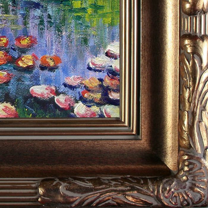 Water Lilies (pink) Pre-Framed - Florentine Gold Frame 8"X10"