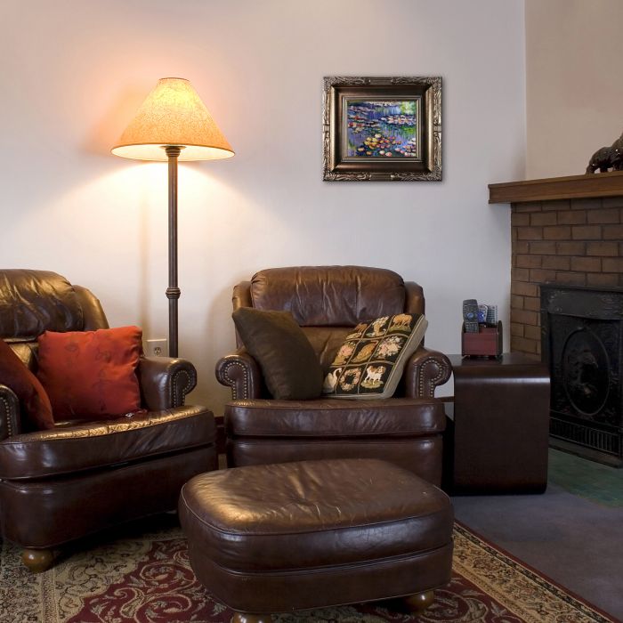 Water Lilies (pink) Pre-Framed - Florentine Gold Frame 8"X10"