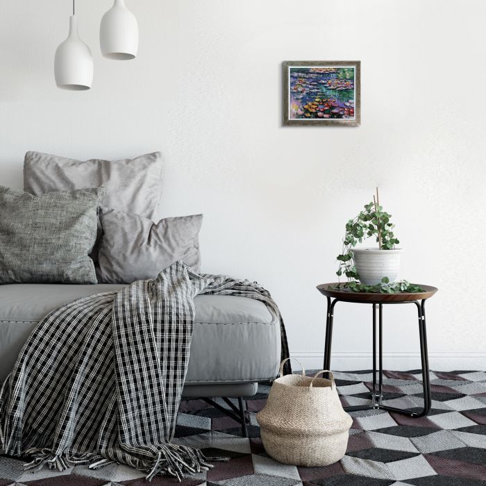 Water Lilies (pink) Pre-Framed - Champagne Silhouette 8" X 10"