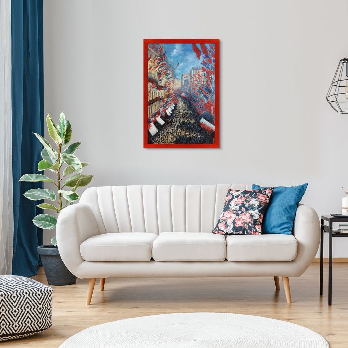 La Rue Montorgueil, Paris, Festival of June Pre-Framed - Stiletto Red Frame 24" X 36"