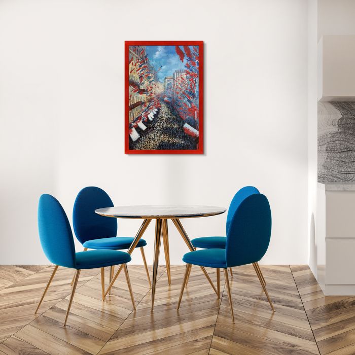 La Rue Montorgueil, Paris, Festival of June Pre-Framed - Stiletto Red Frame 24" X 36"