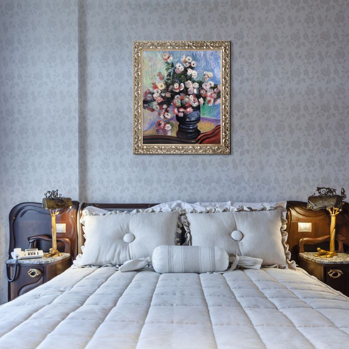 Chrysanthemums Pre-Framed - Rococo Silver 20"X24"