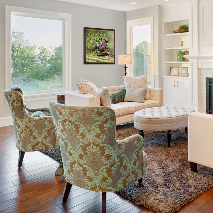 Flowers in a Pot Pre-Framed - Open Grain Mahogany 20" X 24"