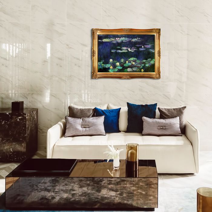 Water Lilies, Green Reflections (right half - detail) Pre-Framed - Victorian Gold Frame 24"X36"