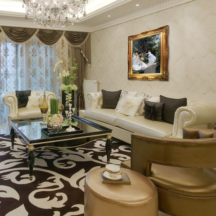 Women in the Garden, 1866 Pre-framed - Victorian Gold Frame 20"X24"