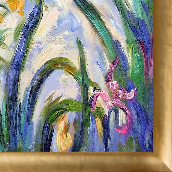 Yellow Irises and Malva Pre-Framed - Gold Luminoso Frame 20"X24"