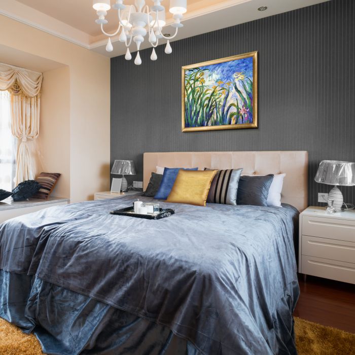 Yellow Irises and Malva Pre-Framed - Gold Luminoso Frame 20"X24"