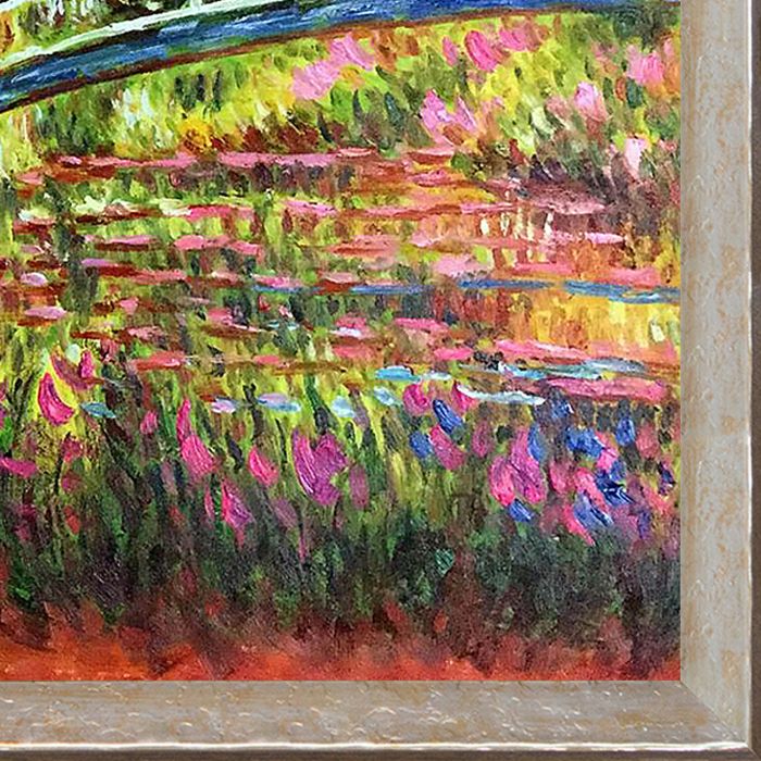 The Japanese Bridge, (The Water-Lily Pond, Water Irises) Pre-Framed - Silver Luna Frame 30"X40"