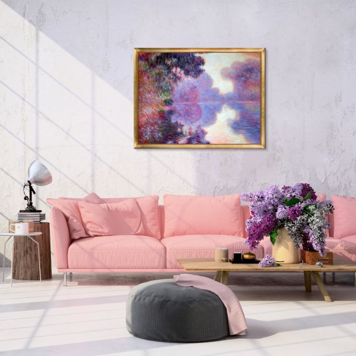 Misty Morning on the Seine (pink), 1897 Pre-Framed - Gold Luminoso Frame 30"x40"