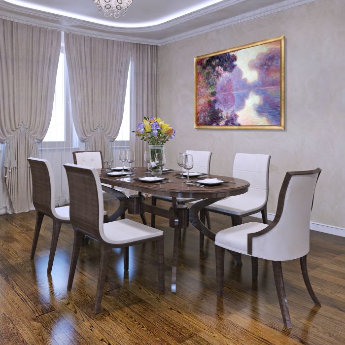 Misty Morning on the Seine (pink), 1897 Pre-Framed - Gold Luminoso Frame 30"x40"