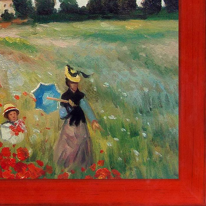 Poppy Field in Argenteuil Pre-Framed - Stiletto Red Frame 20" X 24"