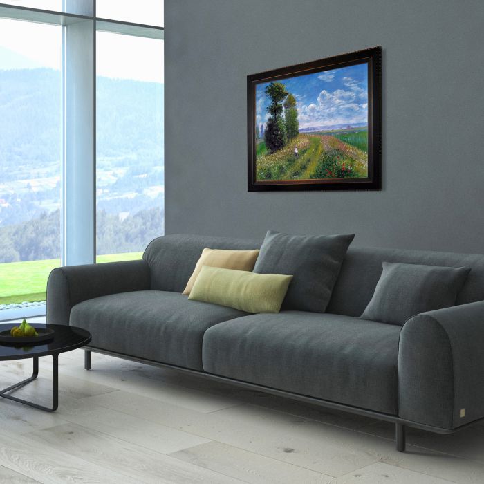 Field with Poplars Pre-Framed - Veine D'Or Bronze Angled Frame 20"X24"