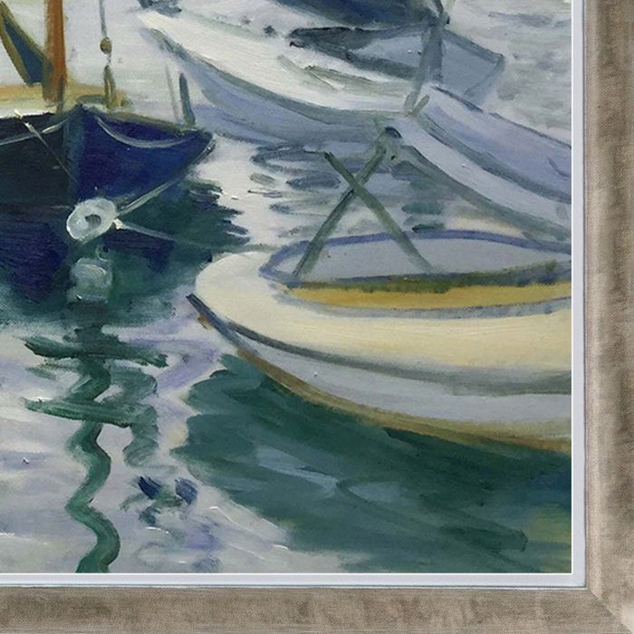 Boats At Rest, At Petit-Gennevilliers Pre-Framed - Champagne Silhouette Frame 20" X 24"