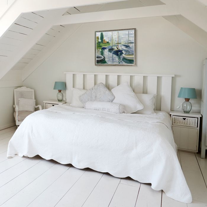 Boats At Rest, At Petit-Gennevilliers Pre-Framed - Champagne Silhouette Frame 20" X 24"