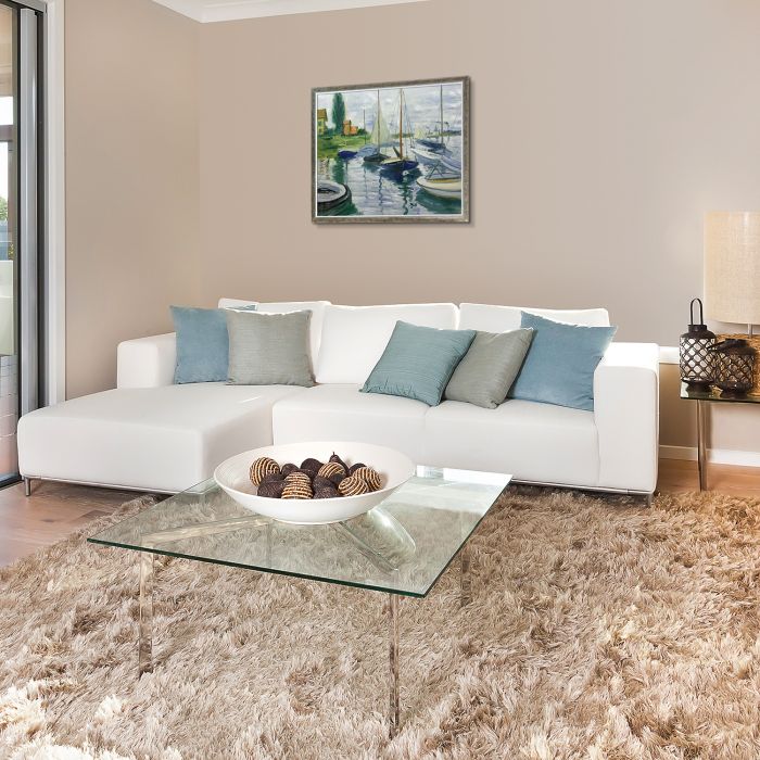 Boats At Rest, At Petit-Gennevilliers Pre-Framed - Champagne Silhouette Frame 20" X 24"