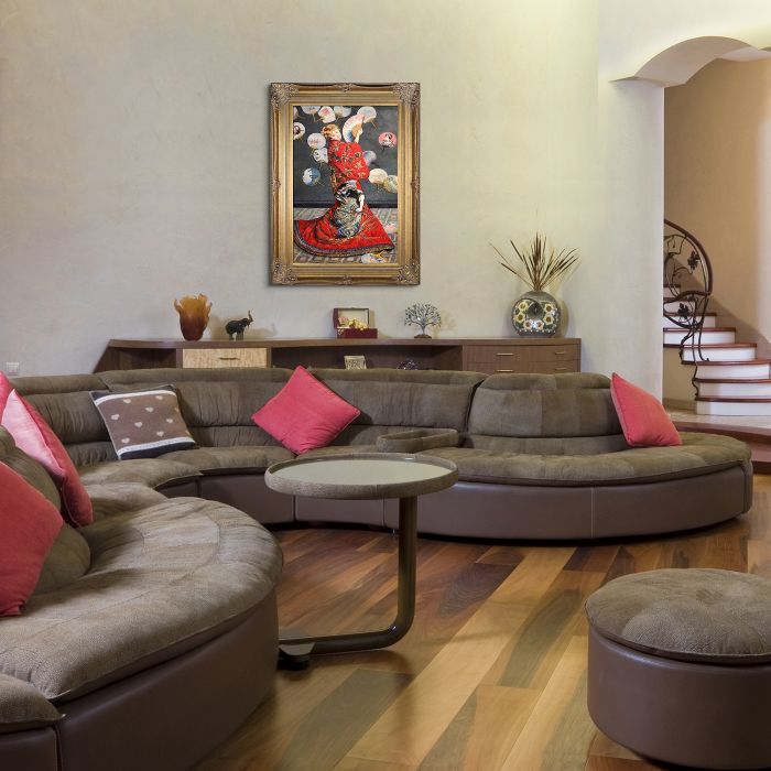 La Japonaise (Camille Monet in Japanese Costume) Pre-Framed - Renaissance Bronze Frame 24"X36"