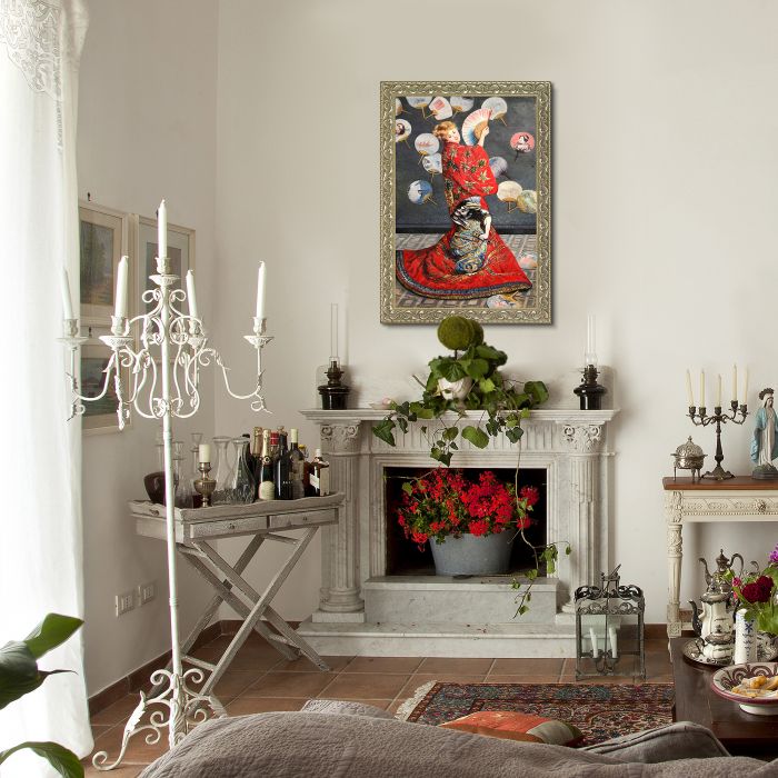 La Japonaise (Camille Monet in Japanese Costume) Pre-Framed - Rococo Silver 24"X36"