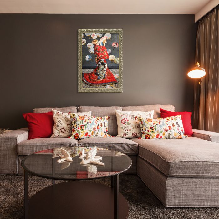 La Japonaise (Camille Monet in Japanese Costume) Pre-Framed - Rococo Silver 24"X36"