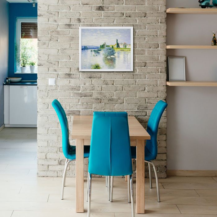 The Seine at Lavacourt Pre-Framed - Moderne Blanc Frame 20" X 24"