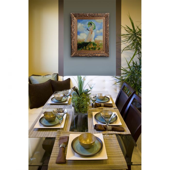 Woman with a Parasol (Facing Left) Pre-Framed - Burgeon Gold Frame 20"X24"