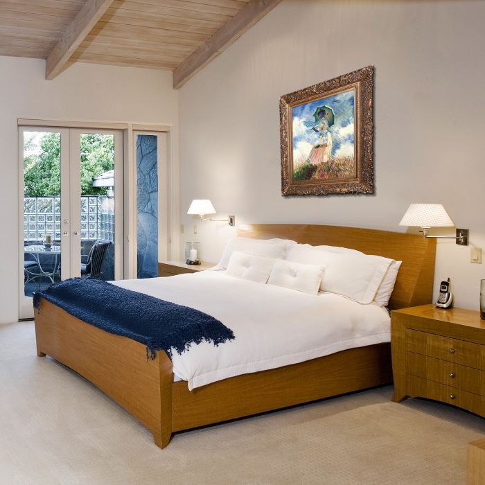 Woman with a Parasol (Facing Left) Pre-Framed - Burgeon Gold Frame 20"X24"