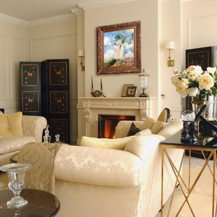 Woman with a Parasol (Facing Left) Pre-Framed - Burgeon Gold Frame 20"X24"