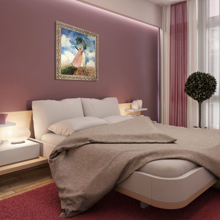 Woman with a Parasol (Facing Left) Pre-Framed - Rococo Silver 20"X24"