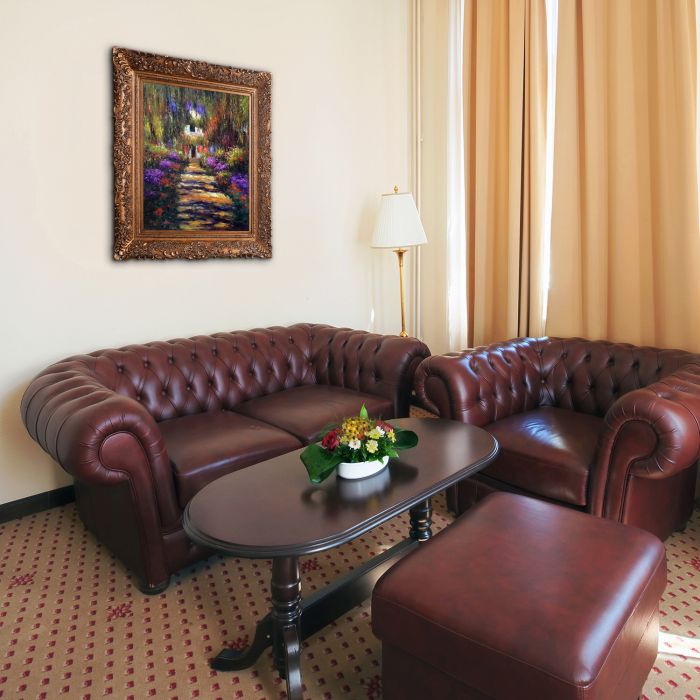 Garden Path at Giverny Pre-Framed - Burgeon Gold Frame 20"X24"