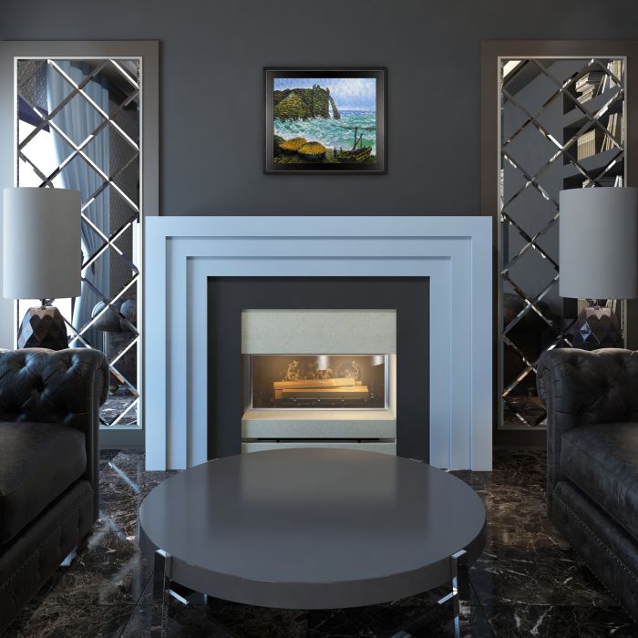 Rough Sea at Etretat Pre-Framed - Studio Black Wood Angle Frame 8"X10"