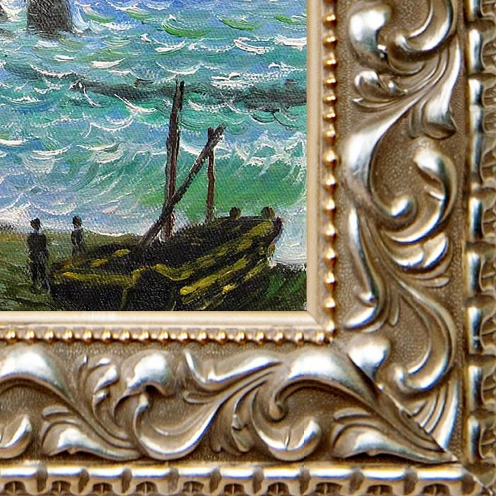 Rough Sea at Etretat Pre-Framed - Rococo Silver 8"X10"