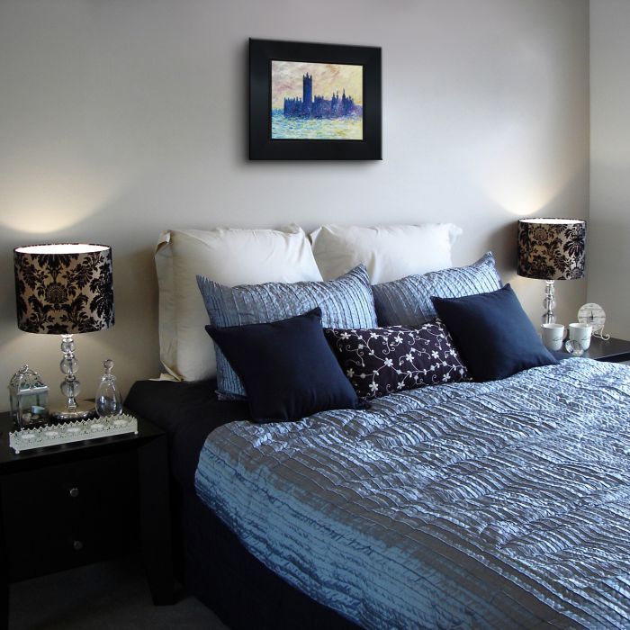 London Houses of Parliament (Sun Breaking Through the Fog) Pre-Framed - New Age Black Frame 8"X10"