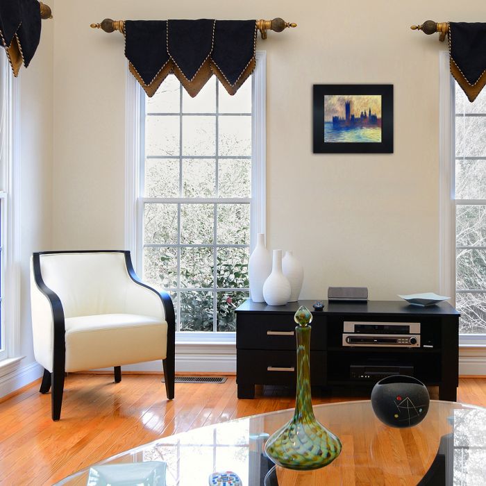 London Houses of Parliament (Sun Breaking Through the Fog) Pre-Framed - New Age Black Frame 8"X10"