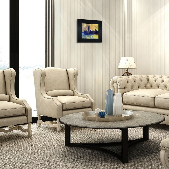 London Houses of Parliament (Sun Breaking Through the Fog) Pre-Framed - New Age Black Frame 8"X10"